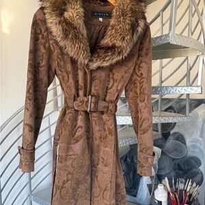 SOLD Brown Faux Fur Collar Penny Lane Coat